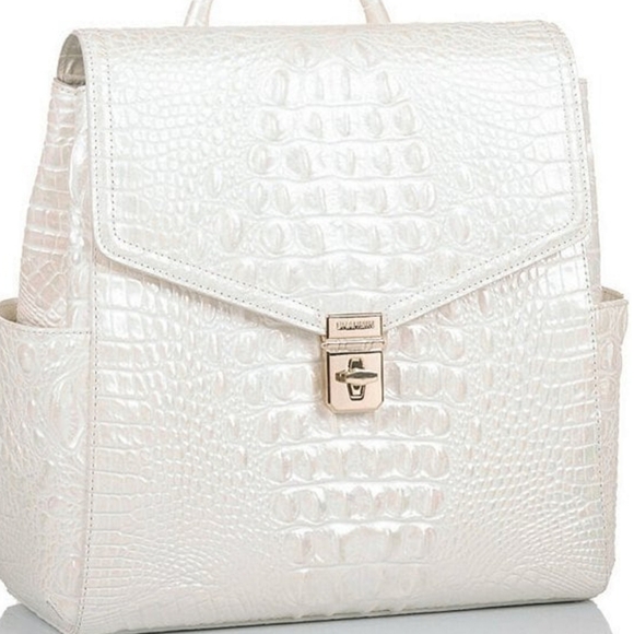 🌻 NWT BRAHMIN BACKPACK DESIGNER PURSE BAG RARE PEAL ITALIAN LEATHER EMBOSSED - Picture 2 of 14